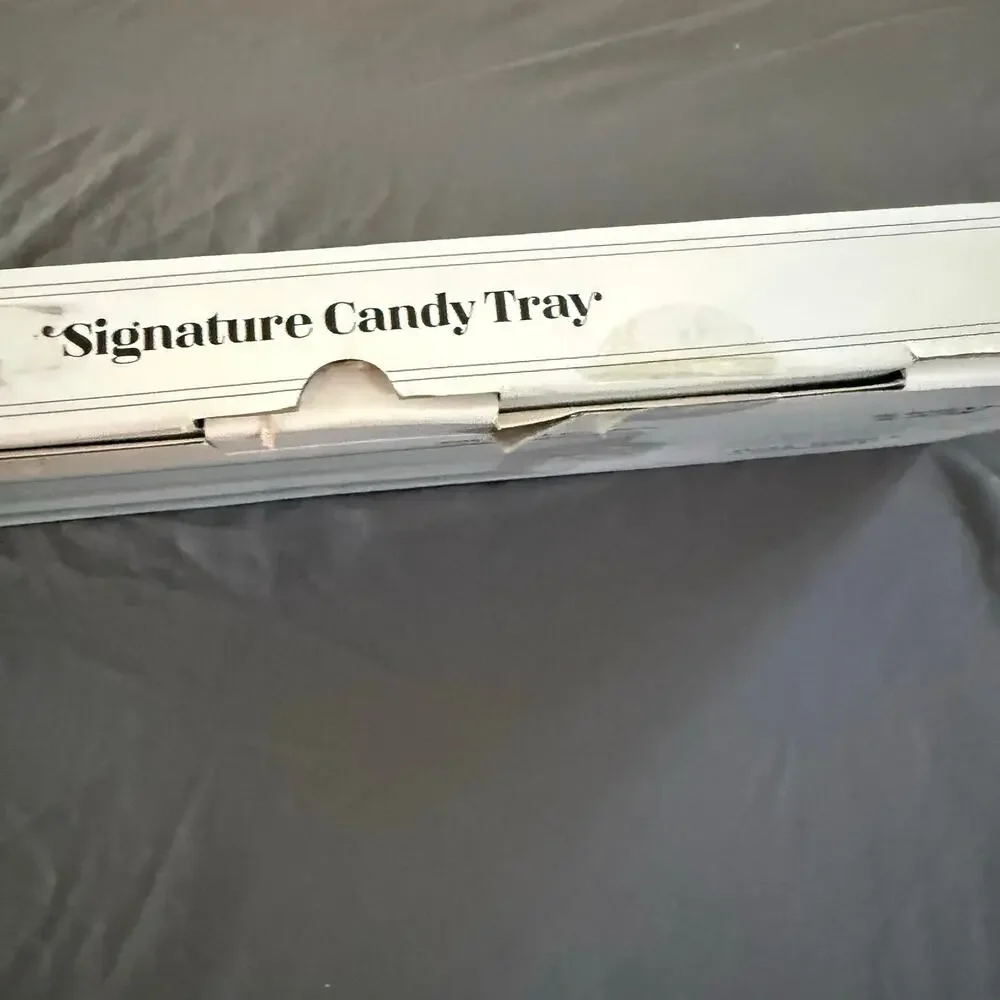 See's Candies Signature Candy Tray White Ceramic Serving Platter New in Box